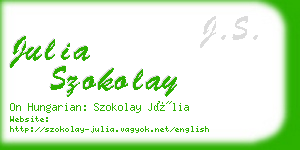 julia szokolay business card